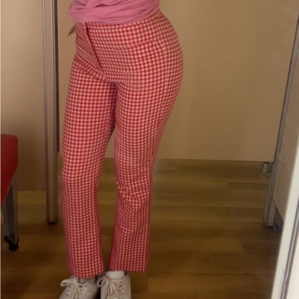 Red Checkered Zara Pants